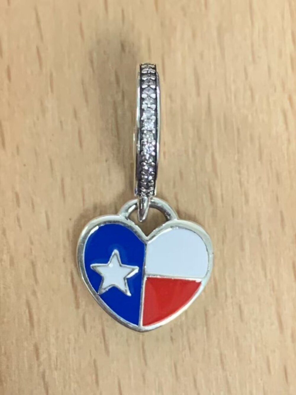 Pandora Texas Heart Flag Charm, S925 Silver Jewelry Bracelets